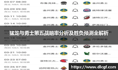 猛龙与勇士第五战赔率分析及胜负预测全解析